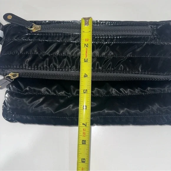 Sondra Roberts Squared Black Quilted Puffer Crossbody Bag w/Striped Strap NWOT - Picture 11 of 11